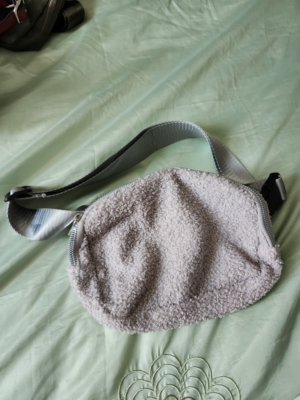 Cozy Sherpa Fanny Pack - Light Grey